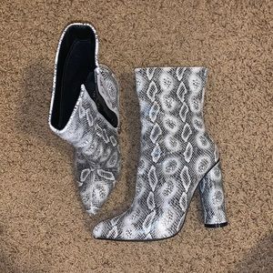 Snake skin print boots